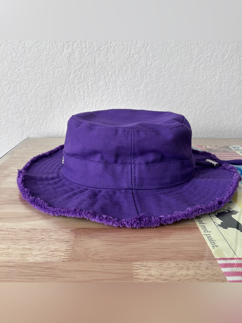 Jacquemus • Le Bob Artichaut •  Frayed Bucket Hat - Purple - Preowned - Sz 60 L - Picture 2 of 5